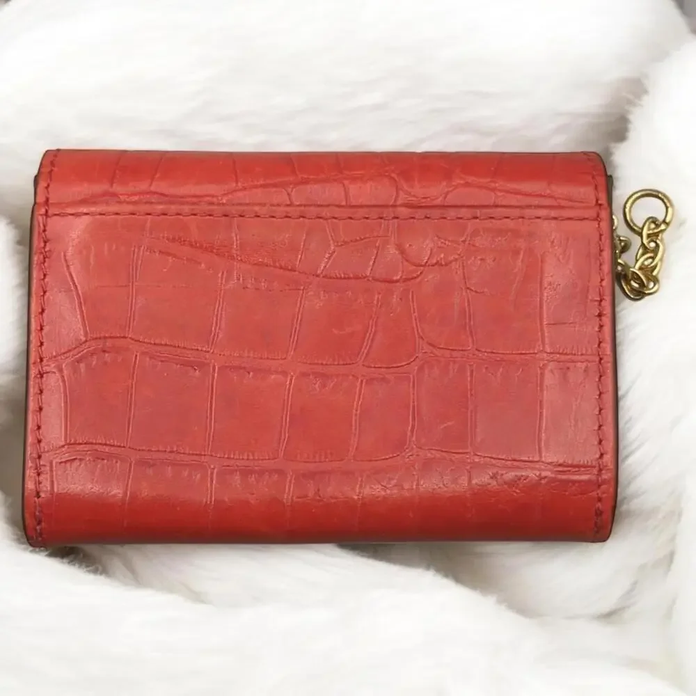 Lauren‎ Ralph Lauren Wallet Card Holder Red Croc Snap Close Wallet Change Purse
